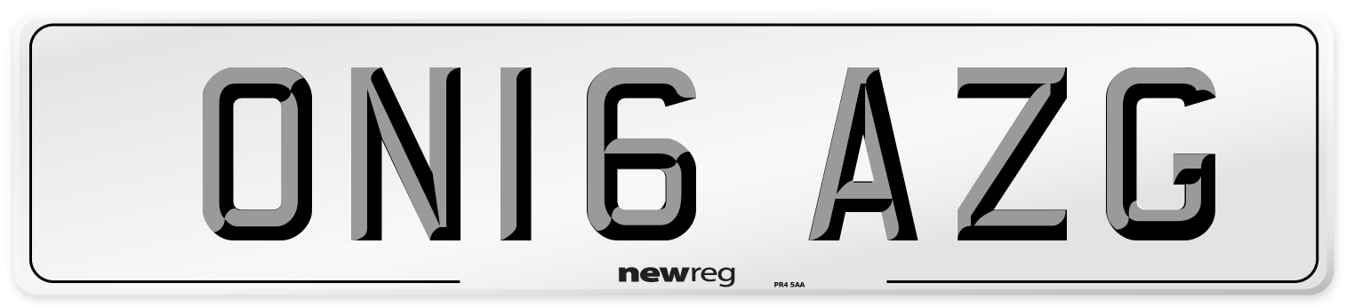 ON16 AZG Number Plate from New Reg